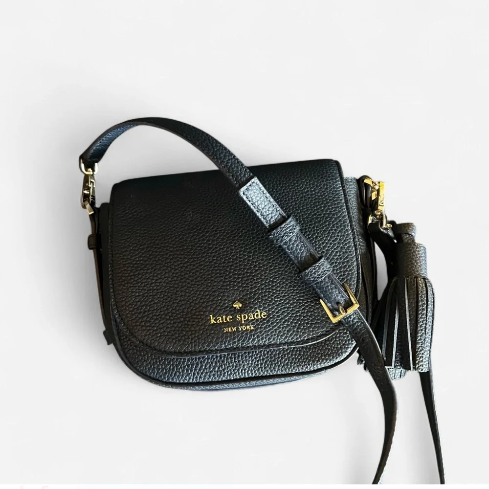 Kate Spade Dark‎ Blue Pebble Leather Crossbody With Tassel